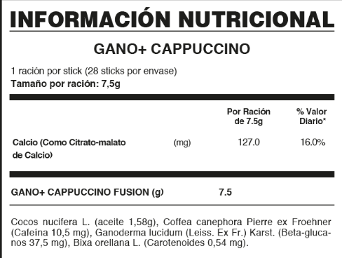 GANO+ CAPPUCCINO DE FUXION Ganoderma Lucidum+ Micronutrientes